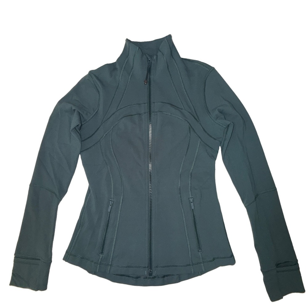 Lululemon Define Jacket Size 6 Green/Dark Teal Full Zip Thumbholes Athletic Yoga